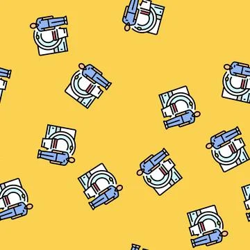 Mri technician machine vector seamless pattern Stock Illustration