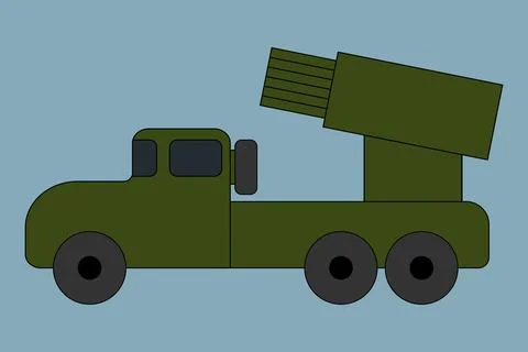 MRL Multiple rocket launcher flat design icon Stock Illustration