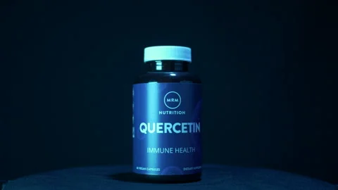 MRM Quercetin  rotating blue light and thunder Stock Footage 191178469