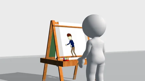 Mr/Mrs Poser Animation:  At the Drawing Board Stock Footage 33734593