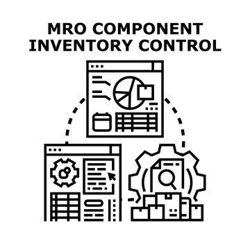 Mro component inventory control managing logistics system Stock Illustration