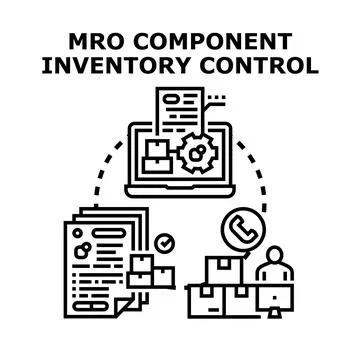 Mro component inventory control system management process Stock Illustration