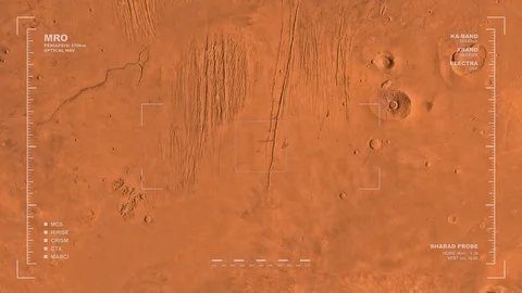 MRO mapping flyover of eastern section of Tharsis Region, Mars  Stock-Footage 71511973