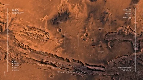 MRO mapping flyover of eastern section of Coprates Region, Mars  Stock Footage 71513080