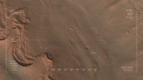 MRO mapping flyover, headwall of impact crater, due East of Proctor Crater, Mars Stock Footage 150812634