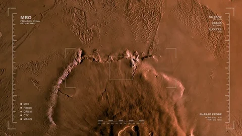 MRO mapping flyover of Olympus Mons, Mars  Stock Footage 71627980