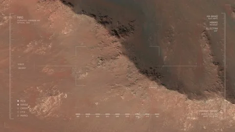 MRO mapping flyover of a rocky slope in Coprates Chasma, Mars Stock Footage 150812494