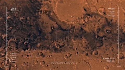 MRO mapping flyover of western section of Sinus Sabeus Region, Mars  Stock Footage 71504932