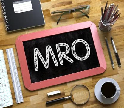 MRO on Small Chalkboard Illustrazione stock