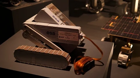 MRosa research model Mars micro drilling automated rover. European Space Agency, Stock Footage 124712431