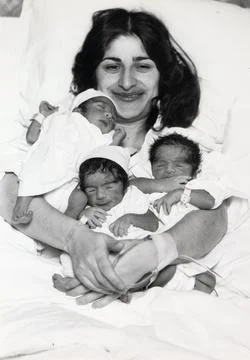 Mrs Shaala Akhgar With Her Babies Shortly After Their Birth At The Humana Hospit Stock Photos