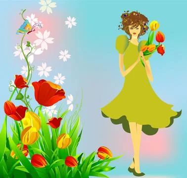 Mrs Spring, Stock Illustration