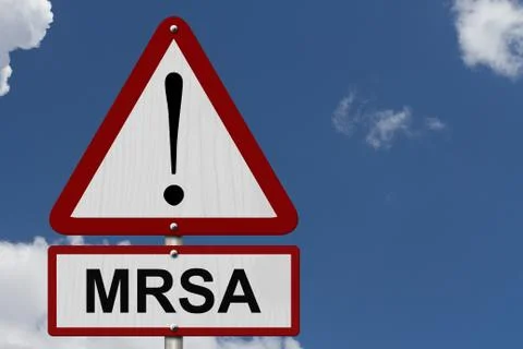 Mrsa caution sign Foto stock