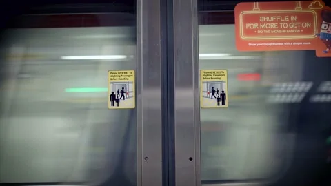MRT arriving and door opening at subway Stock Footage 146177488