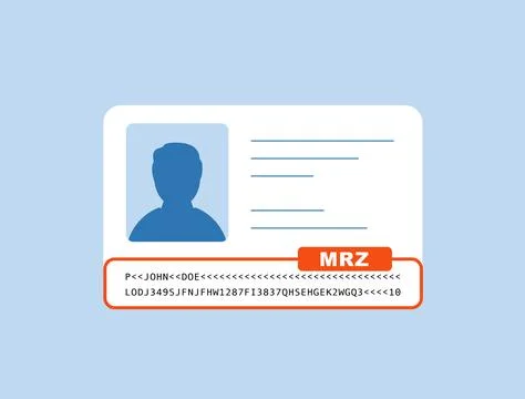 MRZ code recognition automates machine readable zone parsing on travel documents Stock Illustration