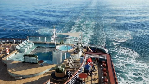 MS Amadea pool deck and wake Stock Footage 117278948