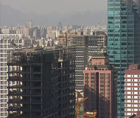 MS Bejing skyscrapers with construction in foreground. Stock Footage 86745041