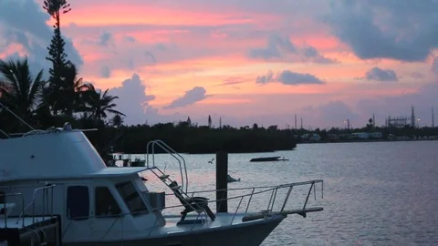 MS Boat dock sunset Stock-Footage 104736601