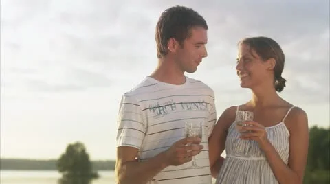 MS Couple drinking wine Stock-Footage 11340927