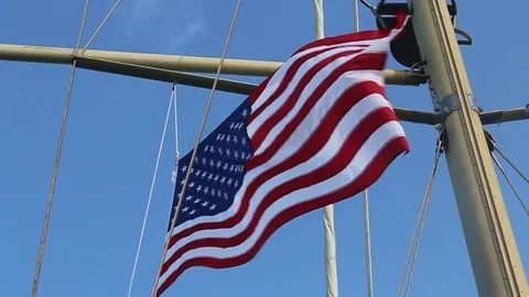 MS Flag boat Stock Footage 104736987