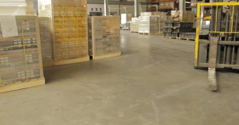 MS Forklift Picking Up and Transporting Crate of Automotive Batteries (4K) Stock Footage 60786995