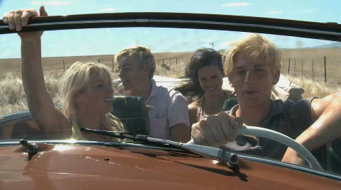 MS OF FRIENDS IN A CAR Stock Footage 543101