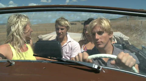 MS OF FRIENDS IN A CAR Stock Footage 544065