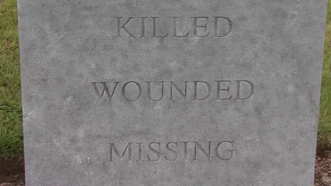 MS Gravestone of Killed, Wounded and Missing at Messines Peace Park in Belgium Stock-Footage 98188197
