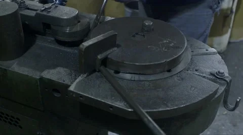 MS Hydraulic Bender Machine Bending Steel Rod Left Side Stock Footage 40931735