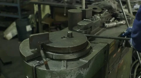 MS Hydraulic Bender Machine Bending Steel Rod Stock Footage 40931916