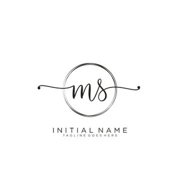 MS Initial handwriting logo with circle template vector Stock Illustration