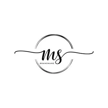 MS Initial handwriting logo with circle template vector Stock Illustration