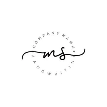 MS Initial handwriting logo design Stock Illustration