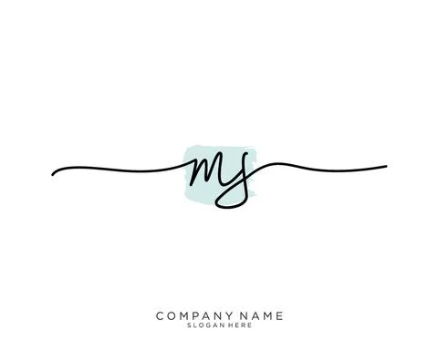 MS Initial handwriting logo design Stock Illustration