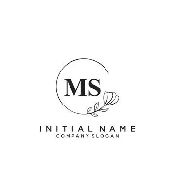 MS Initial handwriting logo design Stock Illustration
