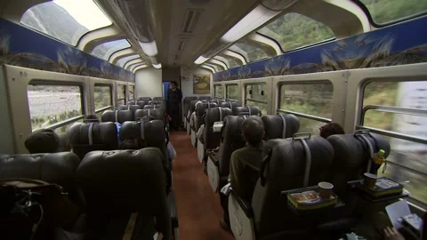 MS Interior of Inca Rail train traveling through a landscape, Peru Stock Footage 246678507