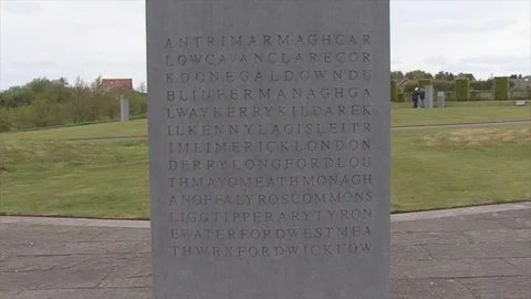 MS Irish Counties Memorial Monument at Messines Peace Park in Belgium Stock Footage 112132446
