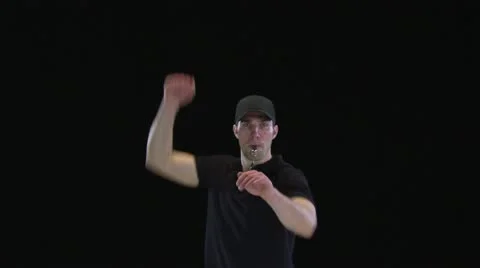 MS, Lockdown, basketball referee blowing a whistle and signaling Stock Footage 10701928