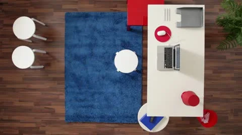 MS, Lockdown, businessman working at his desk in his home office, overhead view Stock Footage