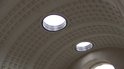 MS Low Angle Ceiling of Archway at Menin Gate in Ypres Stock Footage 98187978
