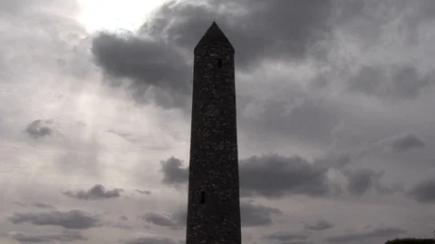 MS Low Angle Round Tower skyline at Messines Peace Park, Belgium Stock Footage 98188359