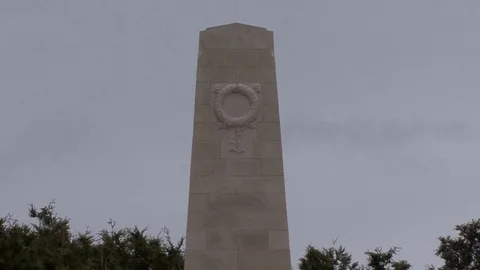 MS Low Angle Tower Monument at Messines Peace Park, Belgium Stock-Footage 98188459