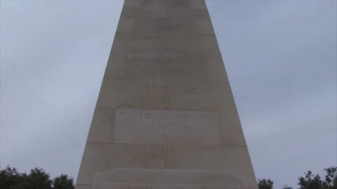 MS Low Angle Tower Monument at Messines Peace Park in Belgium Stock-Footage 112054697