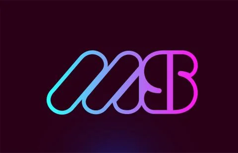 MS M S pink line alphabet letter combination logo icon design Stock Illustration