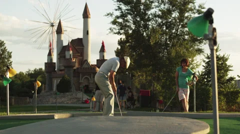 MS Man scoring playing mini golf, Orem, Utah, USA Stock Footage 38786708