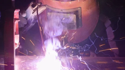 MS Man welding Stock Footage
