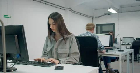 MS Office workers using computers Stock Footage 145144738