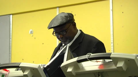 MS of an Ohio voter casting his ballot during the presidential elelction. Stock-Footage 68220270