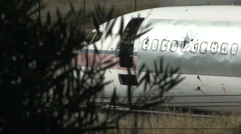 MS Old Airplane in a Plane Graveyard 2 Stock Footage 4280219