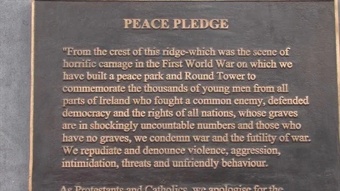 MS Peace Pledge Plaque at Messines Peace Park in Belgium Stock-Footage 112066356